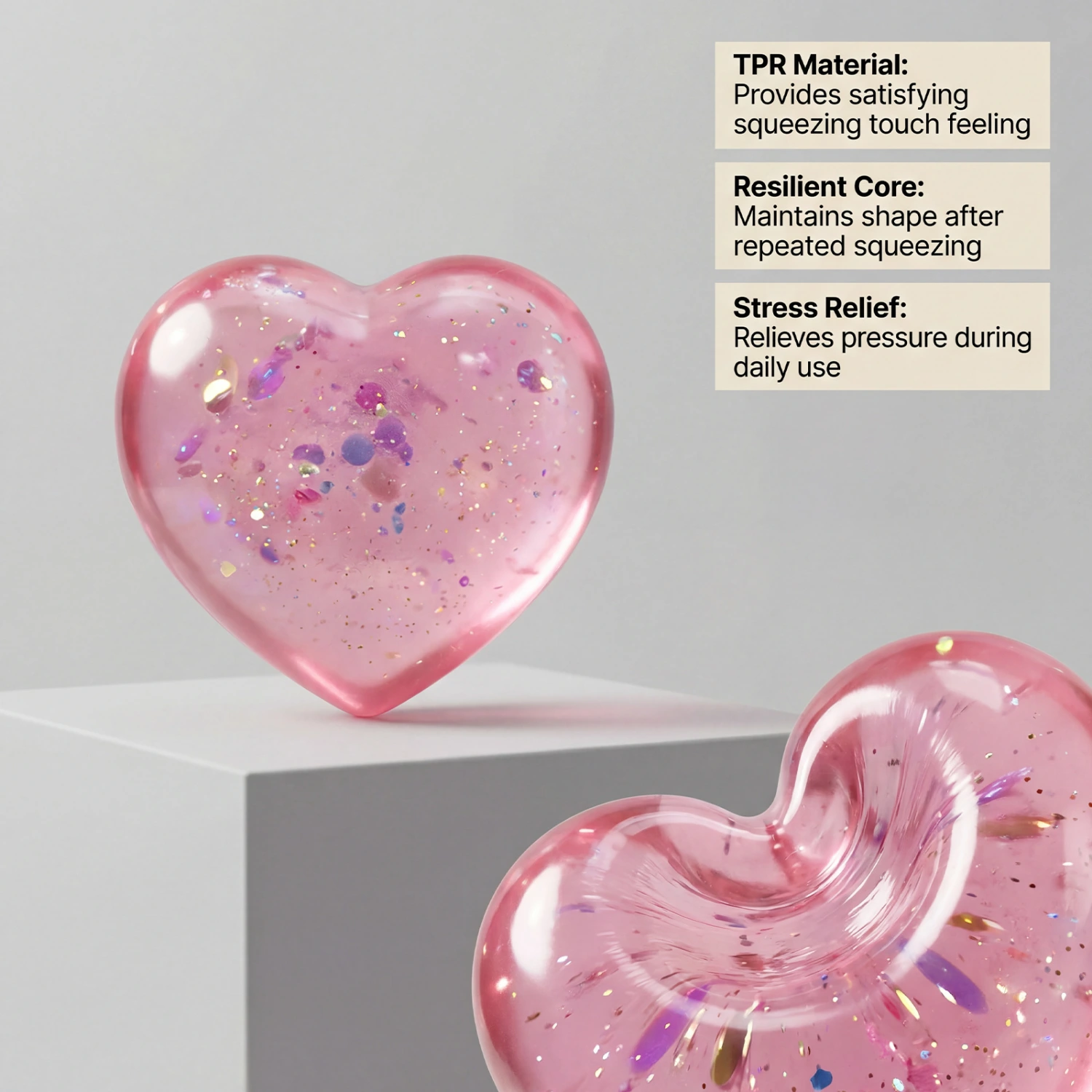 Soft Comfortable-to-the-touch Non-sticky Stress-relief Toy With Quick Rebound Shaped Like A Heart