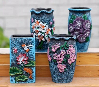 Hand-painted Rustic Ceramic Flower Pot