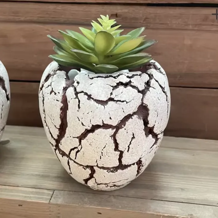 Aged-look Green Plant Indoor Desktop Living Room Ceramic Cement Flower Pot