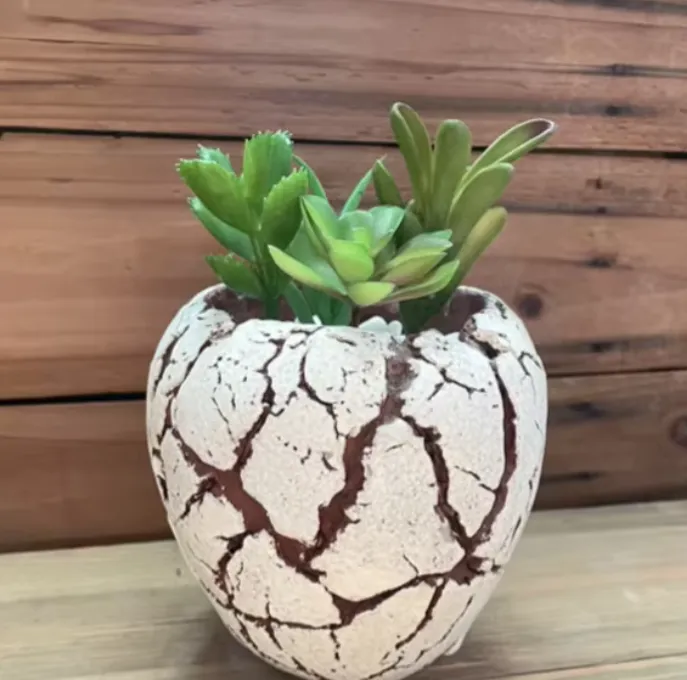 Aged-look Green Plant Indoor Desktop Living Room Ceramic Cement Flower Pot