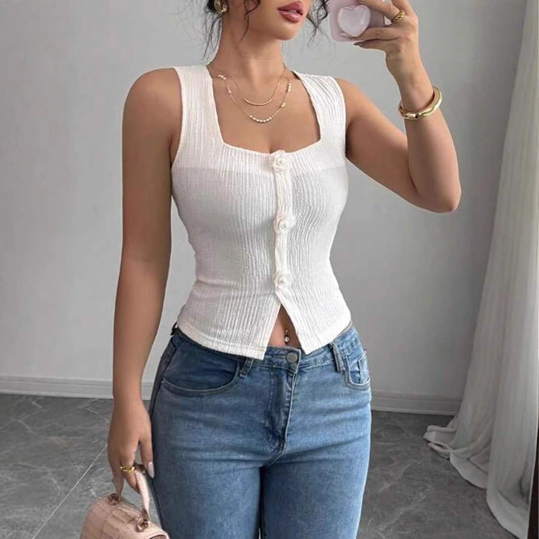 Knitted Camisole Womens New OuterwearLayering Short White Top