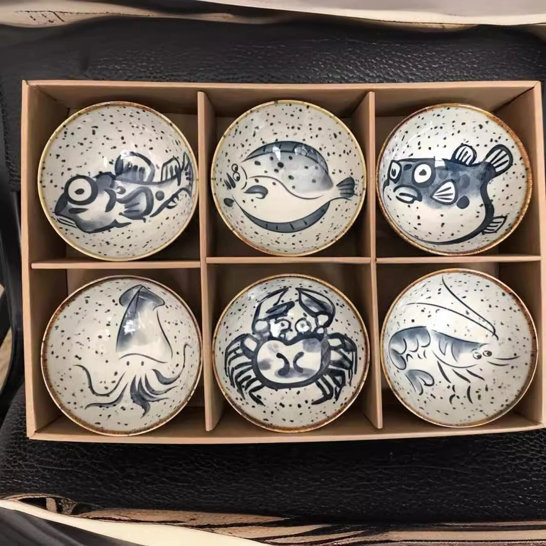Japanese-style Ceramic Tableware Cartoon Retro Sesame-dot Pattern