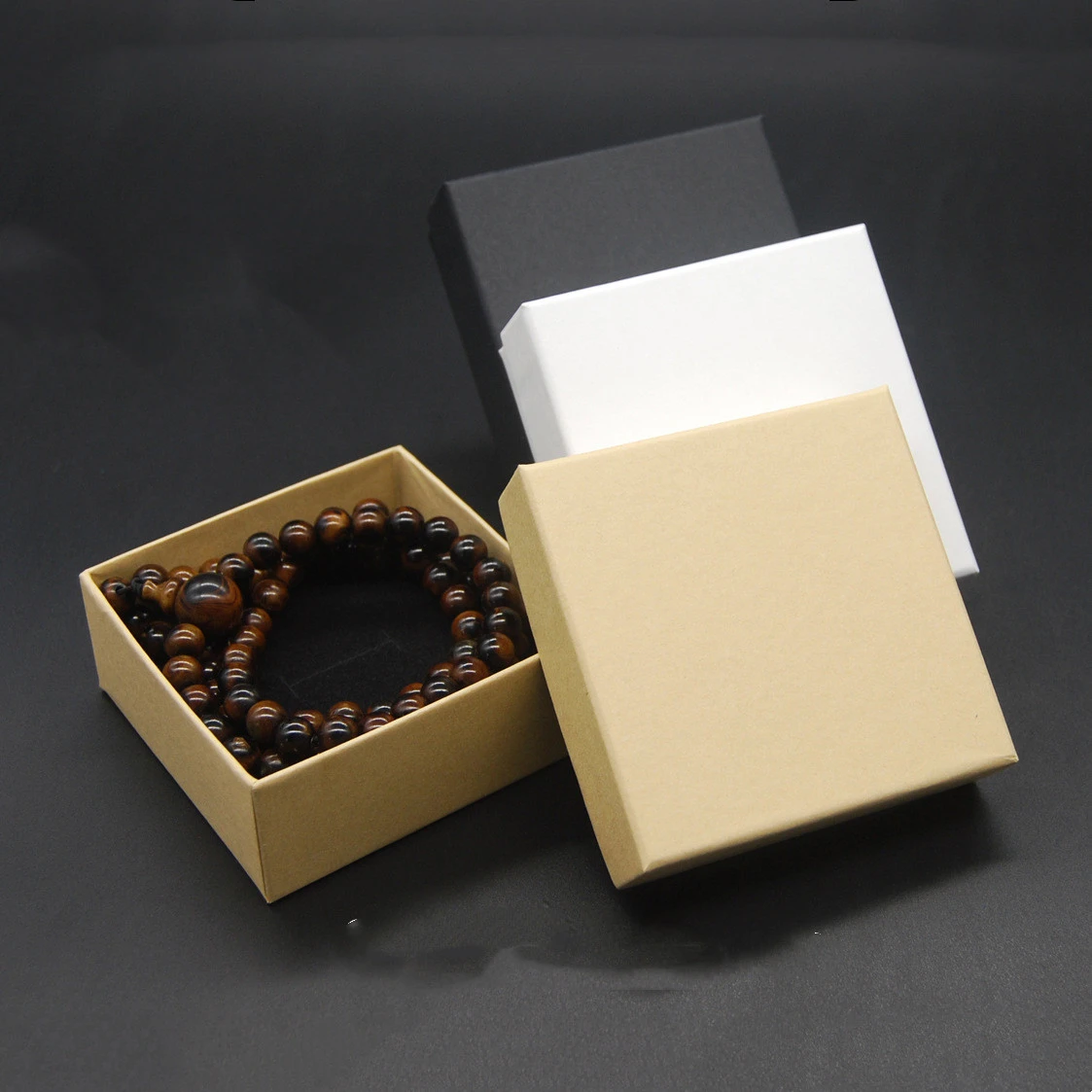 Fashion Simple Solid Colour Kraft Paper Jewellery Box