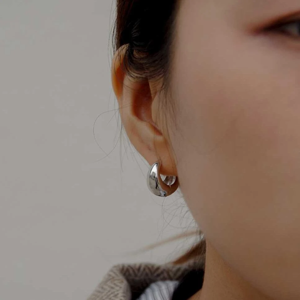 Silver Water-drop Hoop Earrings European And American Style