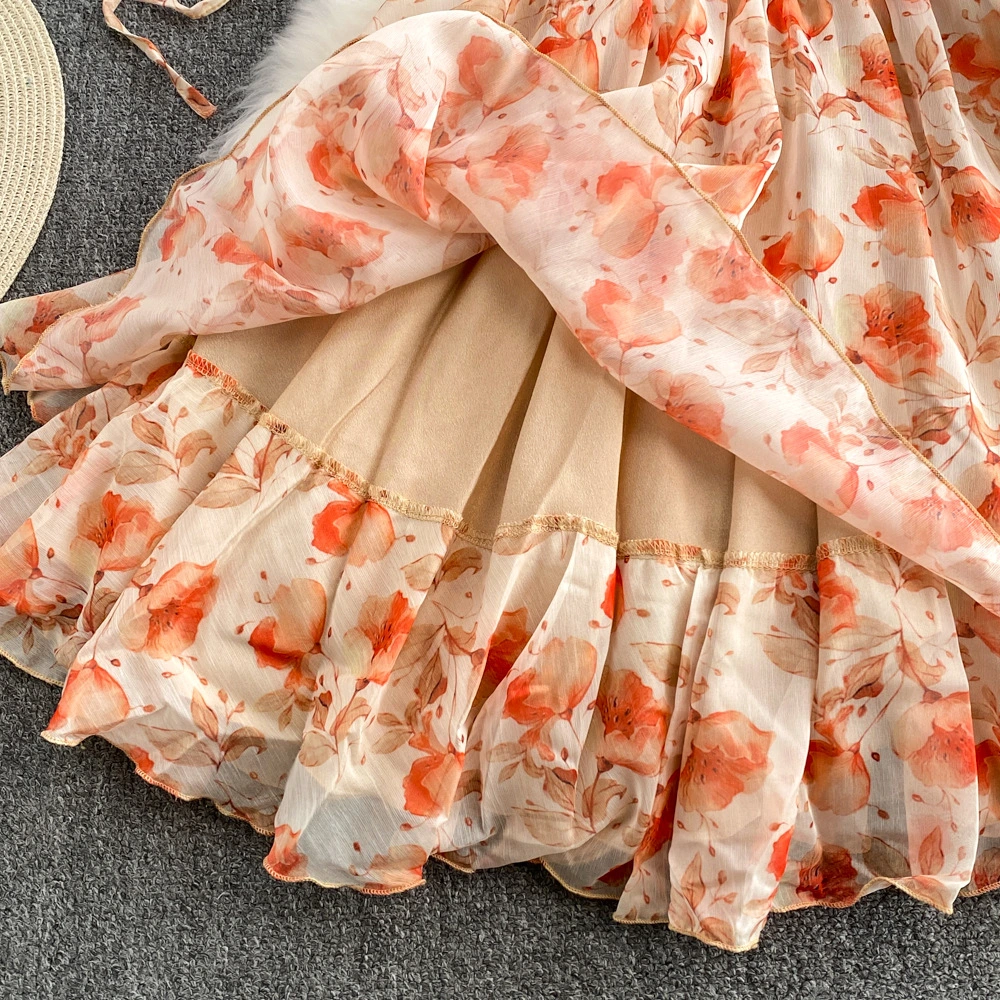 Chiffon Floral Patchwork Lace Slip Dress