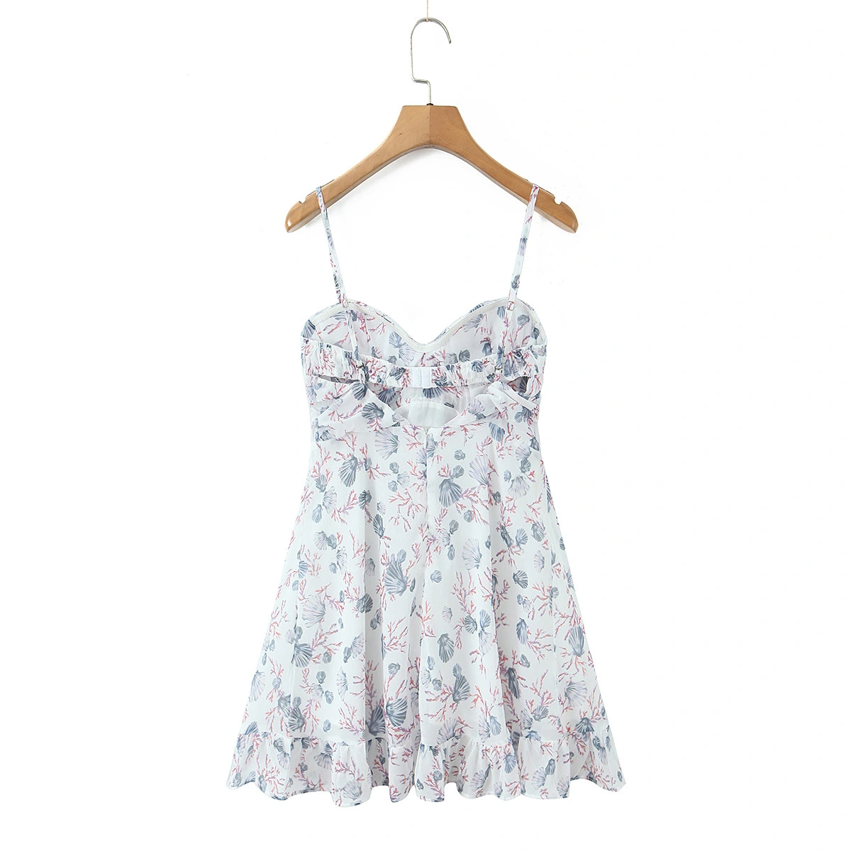 Floral-print Bustier Dress With Ruching And Fluttering Ribbons