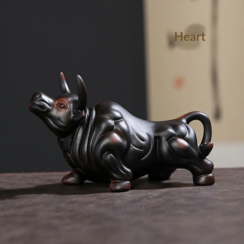 Purple Clay Bullish Spirit Soaring To The Heavens Tea Pet Ornament Premium Accessory