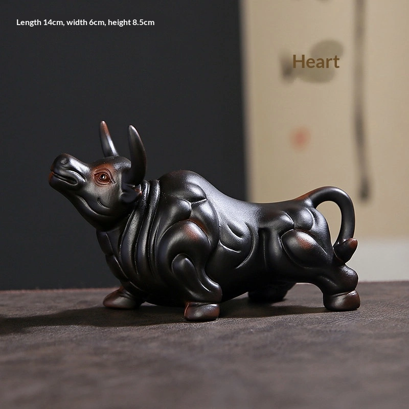 Purple Clay Bullish Spirit Soaring To The Heavens Tea Pet Ornament Premium Accessory