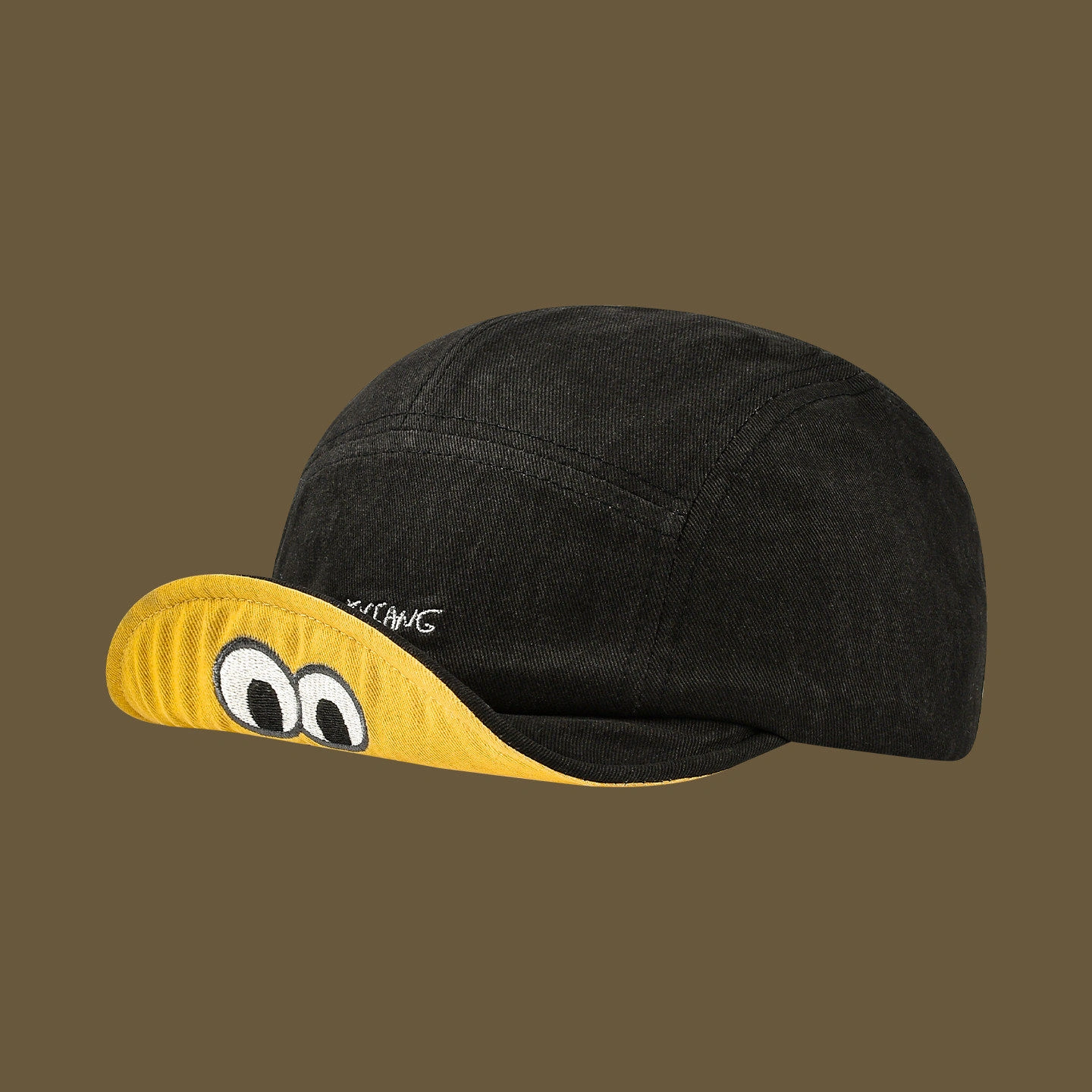 Spring And Summer Embroidered Cartoon Eyes Shapable Water-washed Dome-style American-style Funny And Cute Baseball Cap For Couples, For Date, Shopping, Outdoor Outings.
