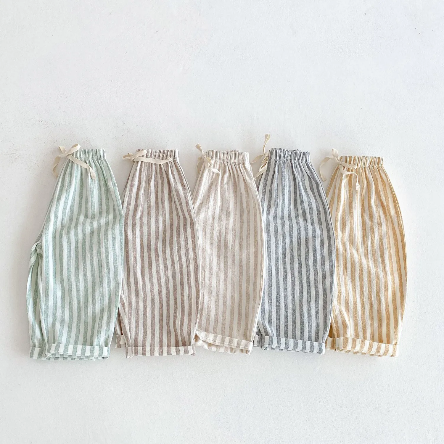 Children's Striped Lace-up Casual Pants
