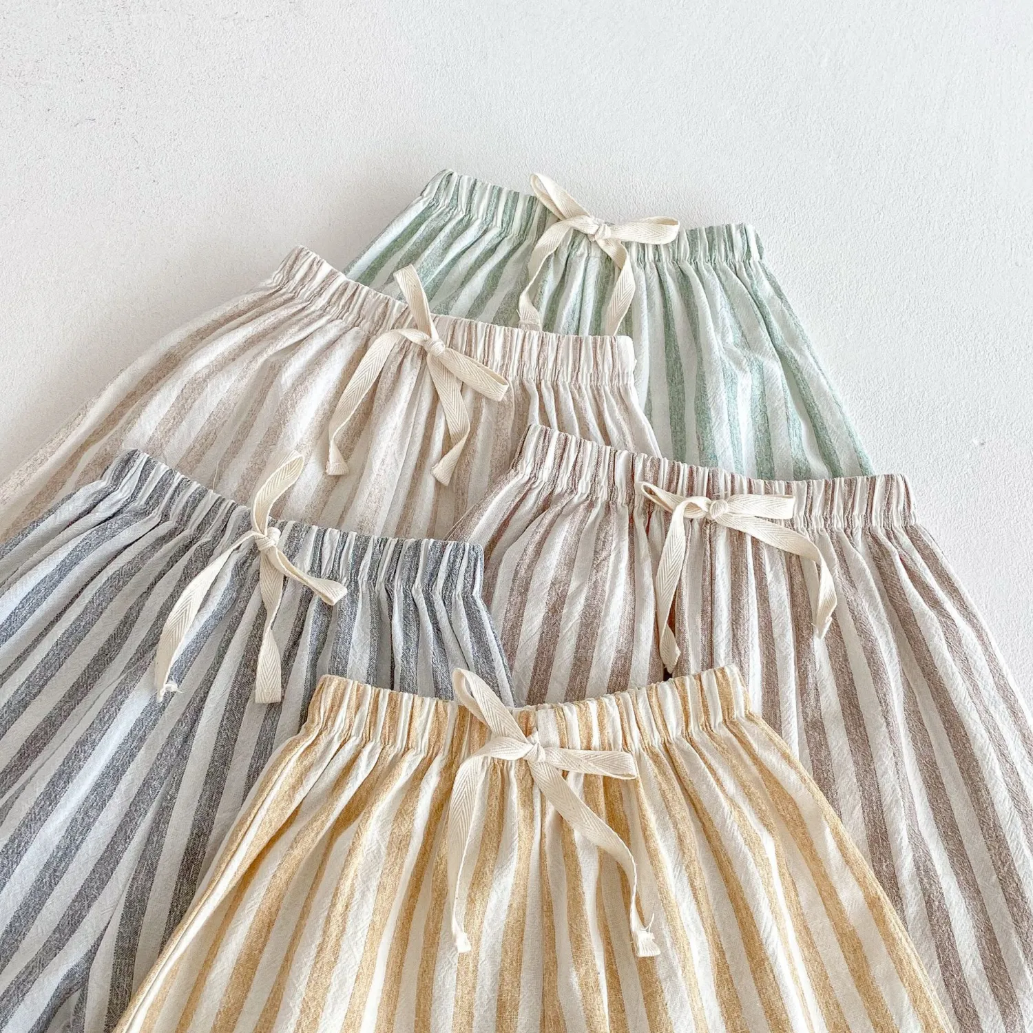 Children's Striped Lace-up Casual Pants