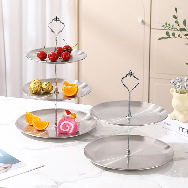 Stainless Steel Fruit Plate Three-Tier Cake And Pastry Tray