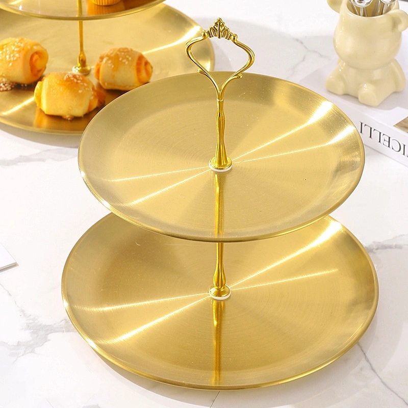 Stainless Steel Fruit Plate Three-Tier Cake And Pastry Tray