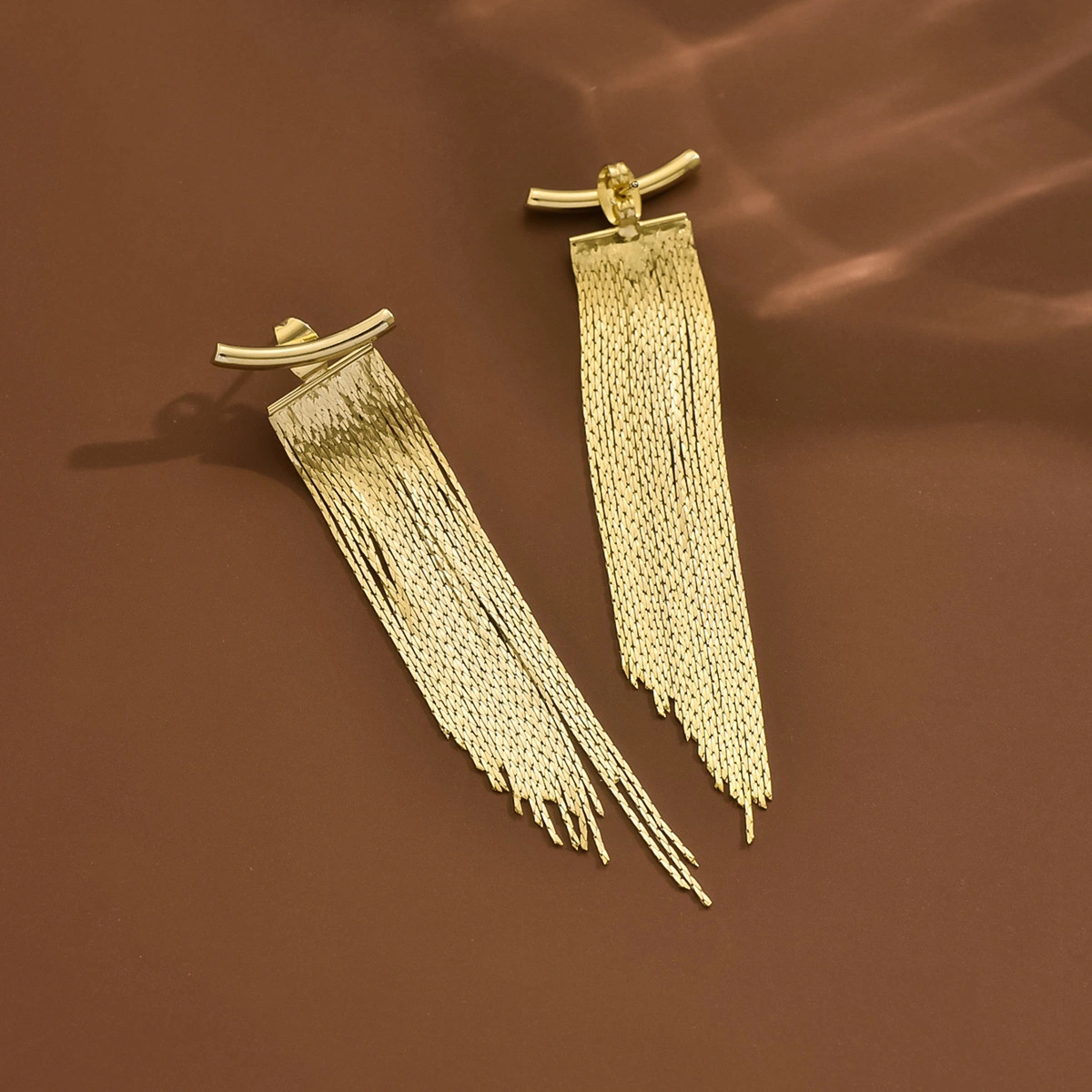 Irregular Slanted Long Tassel Earrings
