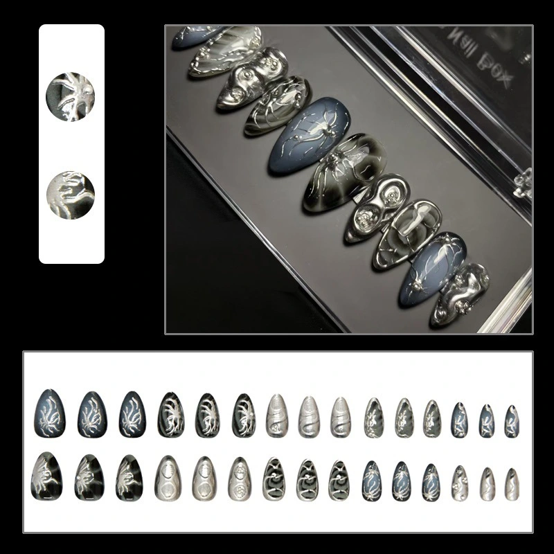 Dark-style Metallic Flashy 3D Wearable Nails For Sweet Cool And Edgy Girls