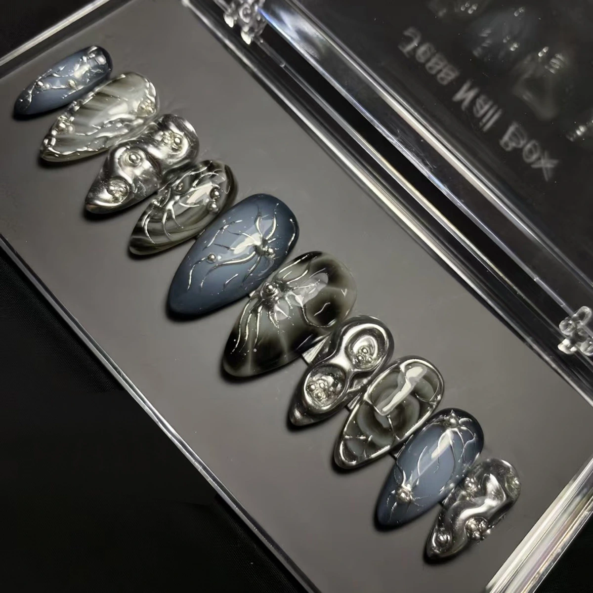 Dark-style Metallic Flashy 3D Wearable Nails For Sweet Cool And Edgy Girls
