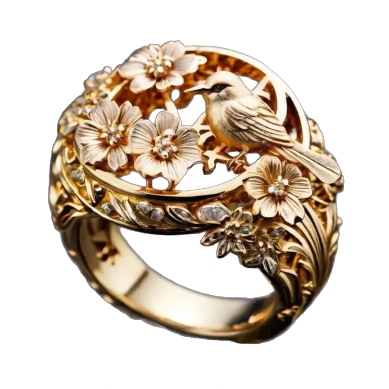 Peace Dove Branch Blade Flower Ring