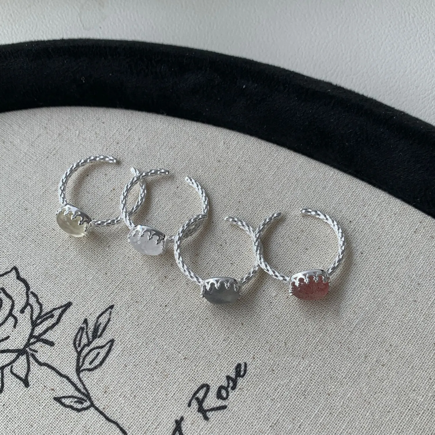 S925 Sterling Silver Natural Crystal Ring For Women