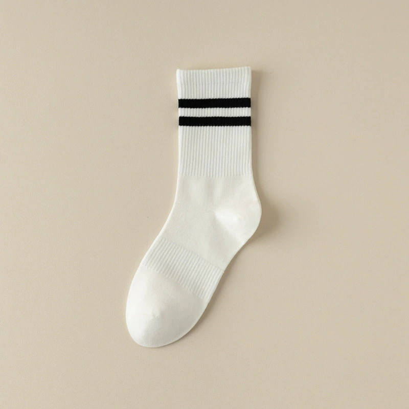 Women's Black And White Running Long Socks For Autumn And Winter