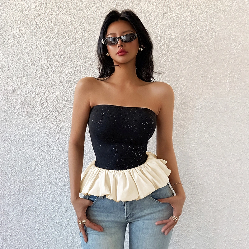 Contrast-Colored Bud-Shape Elegant Chic Niche Tube Top For Women