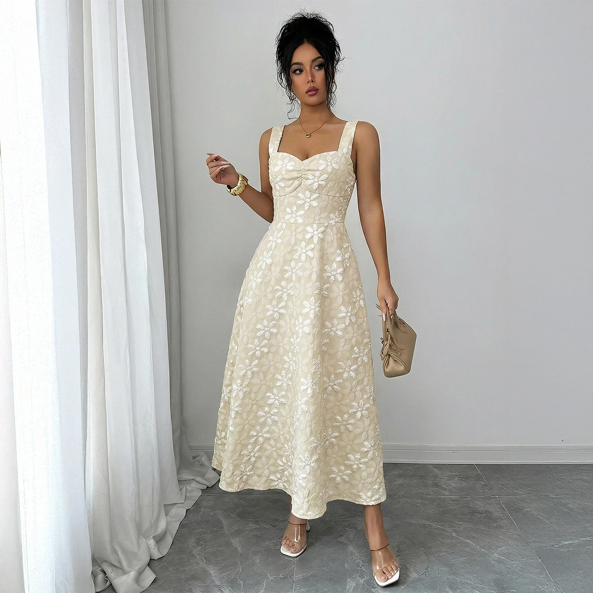 Elegant Embroidered Slip Dress For Women