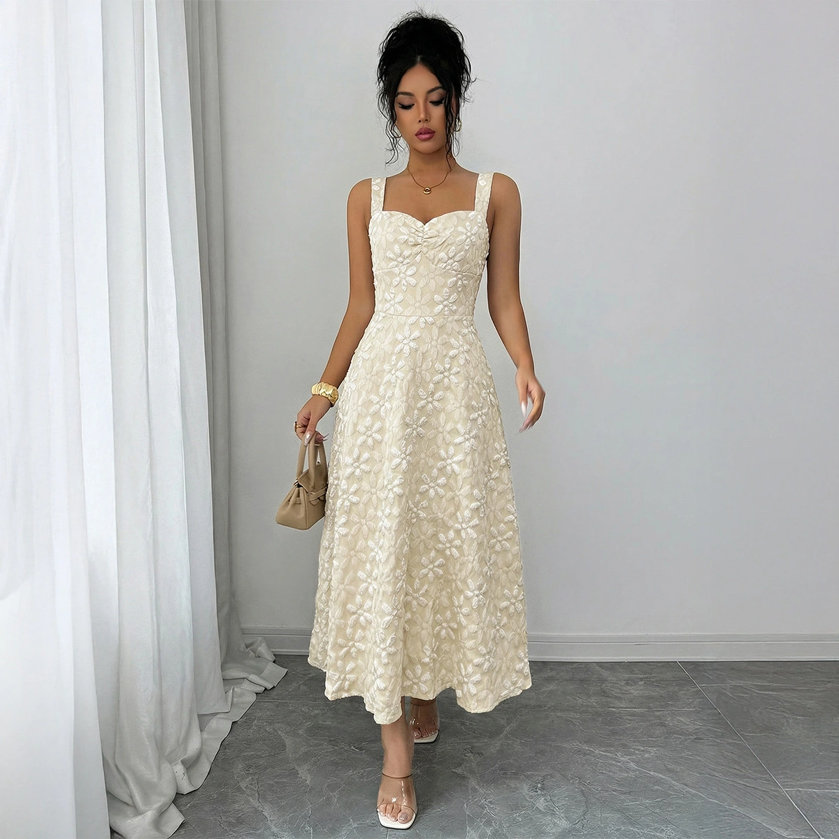 Elegant Embroidered Slip Dress For Women