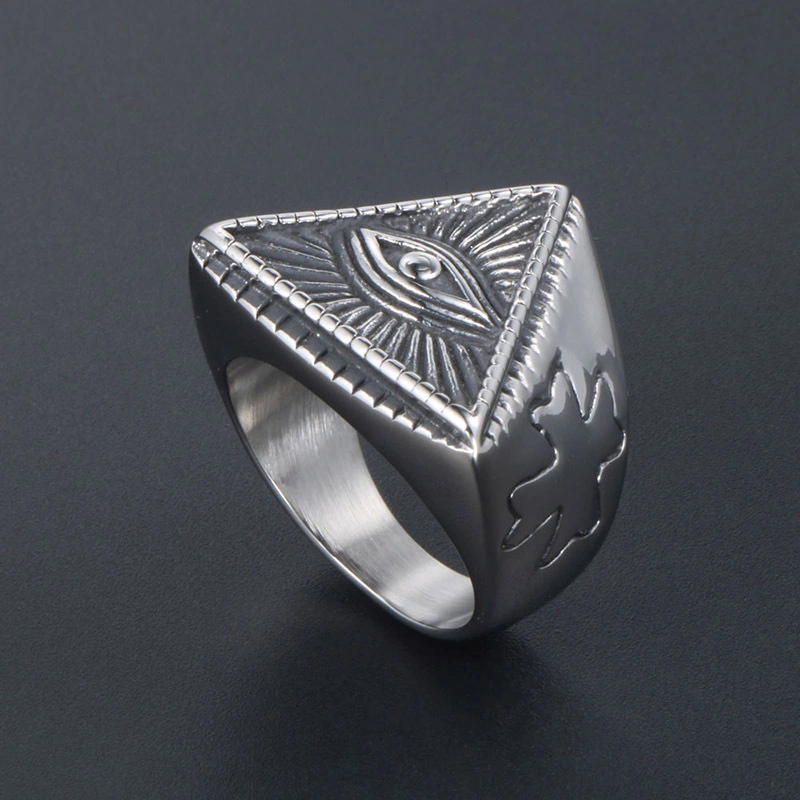 Personalized Punk Devil Eye Totem Titanium Steel Ring For Men