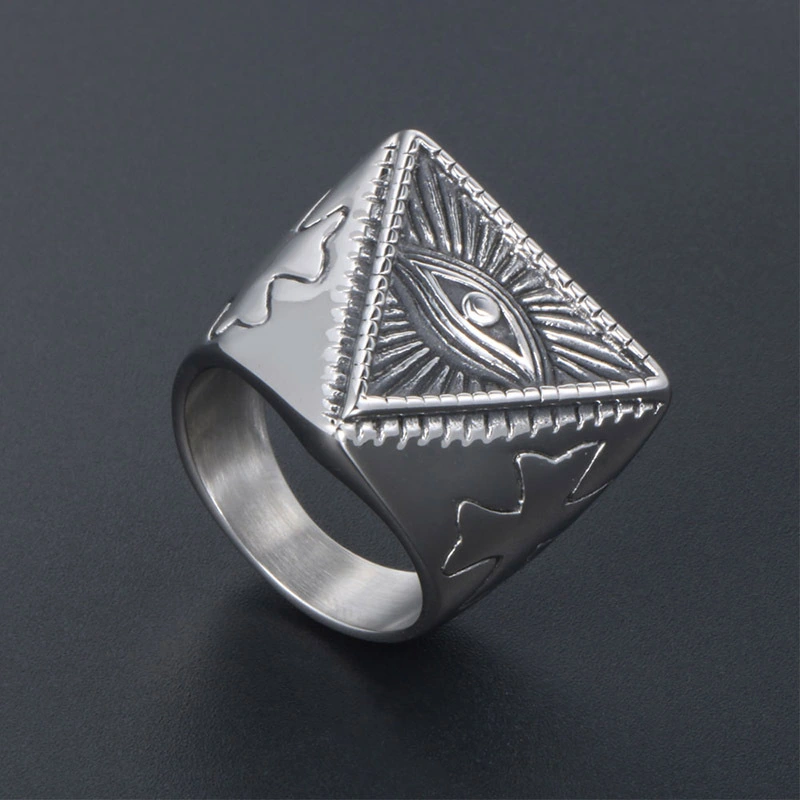 Personalized Punk Devil Eye Totem Titanium Steel Ring For Men
