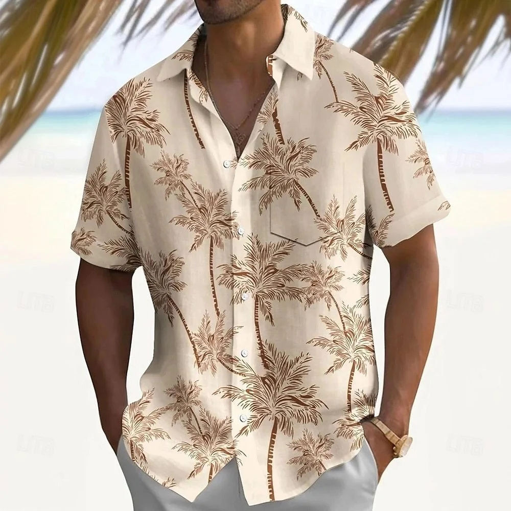 Men's Summer New Coconut Tree Print Shirt