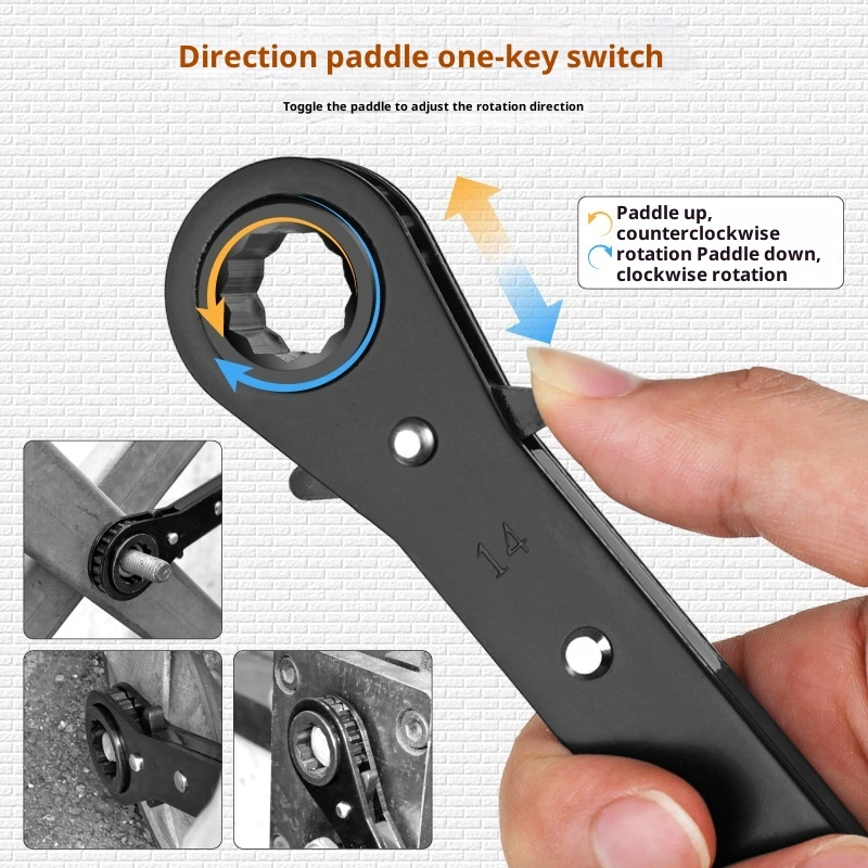 Double-ended Open-end Bi-directional Star-pattern Quick-release Ratchet Wrench