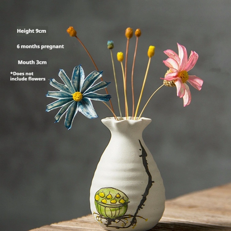 Hand-painted Ceramic Flower Succulent And Pennywort Hydroponic Desktop Mini Vase