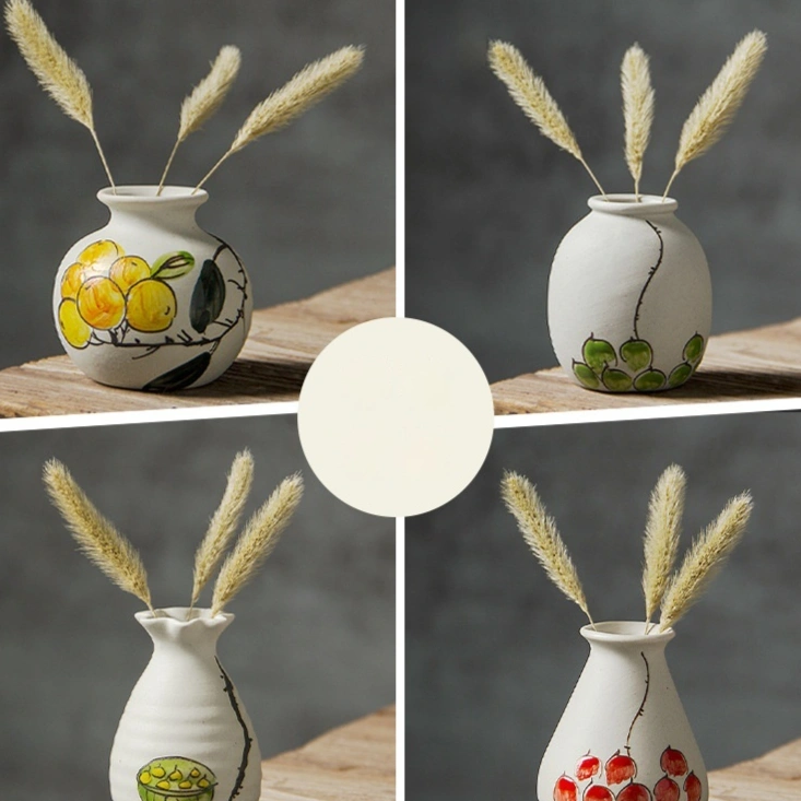 Hand-painted Ceramic Flower Succulent And Pennywort Hydroponic Desktop Mini Vase
