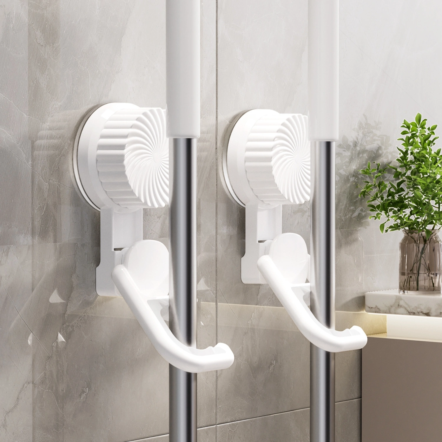 Suction cup mop clip-punching free-white-ABS-1 piece
