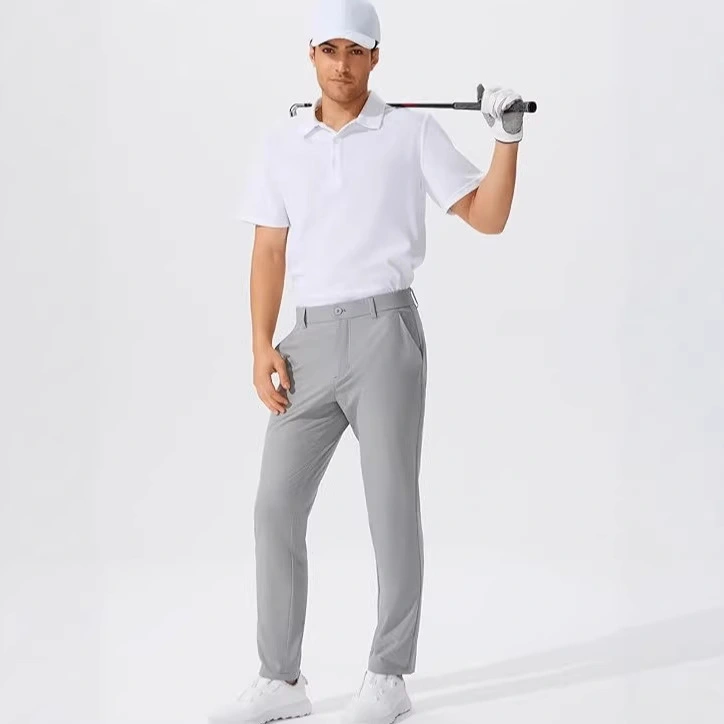 Stretch Solid Color Golf Men's Dress Trousers Long Pants