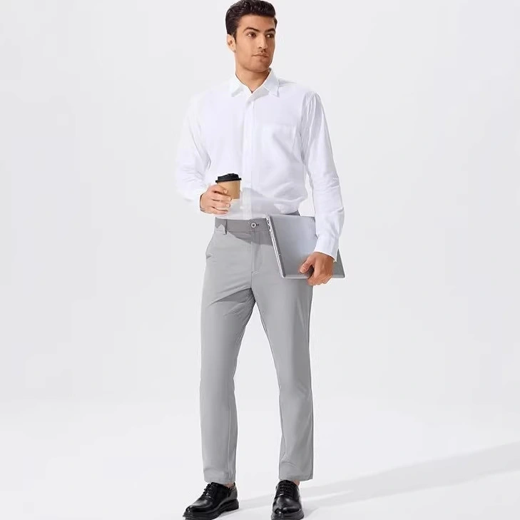 Stretch Solid Color Golf Men's Dress Trousers Long Pants