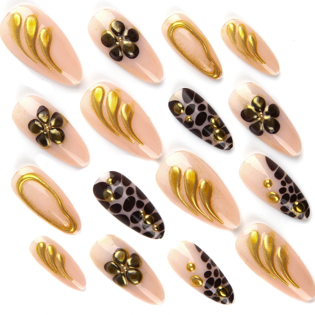 3D gold wire leopard print nail patch
