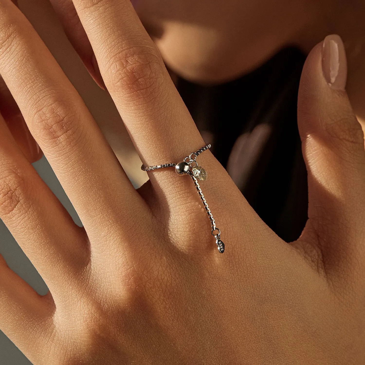 Modian 80-point Moissanite S925 Sterling Silver Adjustable Ring