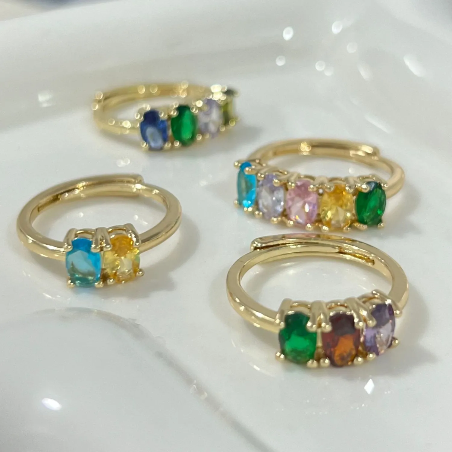 Zircon-inlaid Sweet Multi-colored Ring For Women