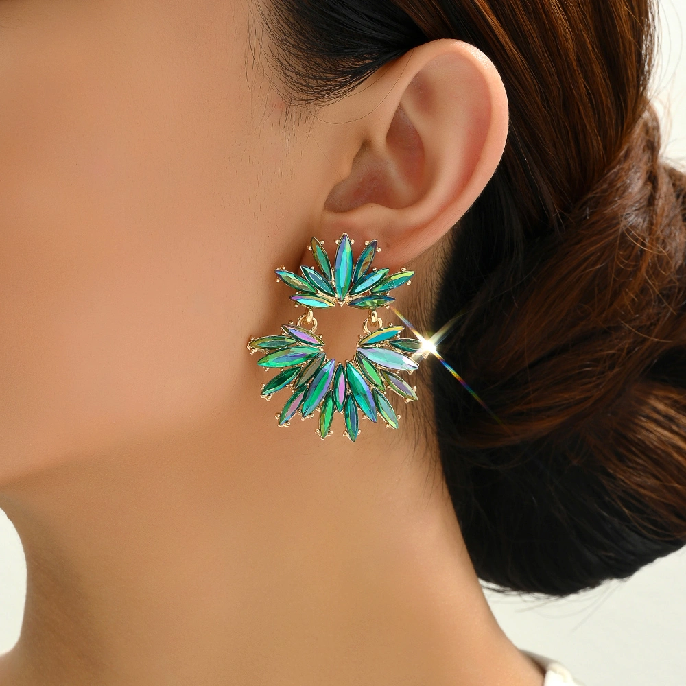 Women's Vintage Elegant Luxury Marquise Rhinestone Floral Drop Earrings Sparkly Jewelry For Bridal Wedding Party Occasions