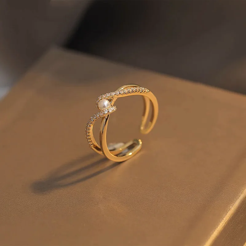 Light-Luxury Zircon Personalized Open-End Ring
