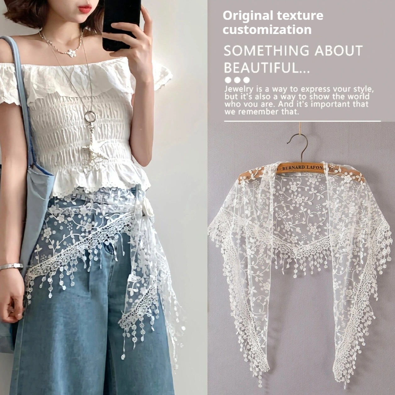 New Stylish Layered-wear Tie-front Triangle Scarf
