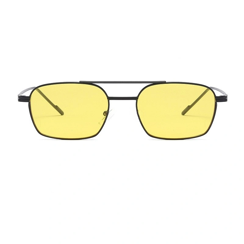 Square Double-bridge Metal Sunglasses