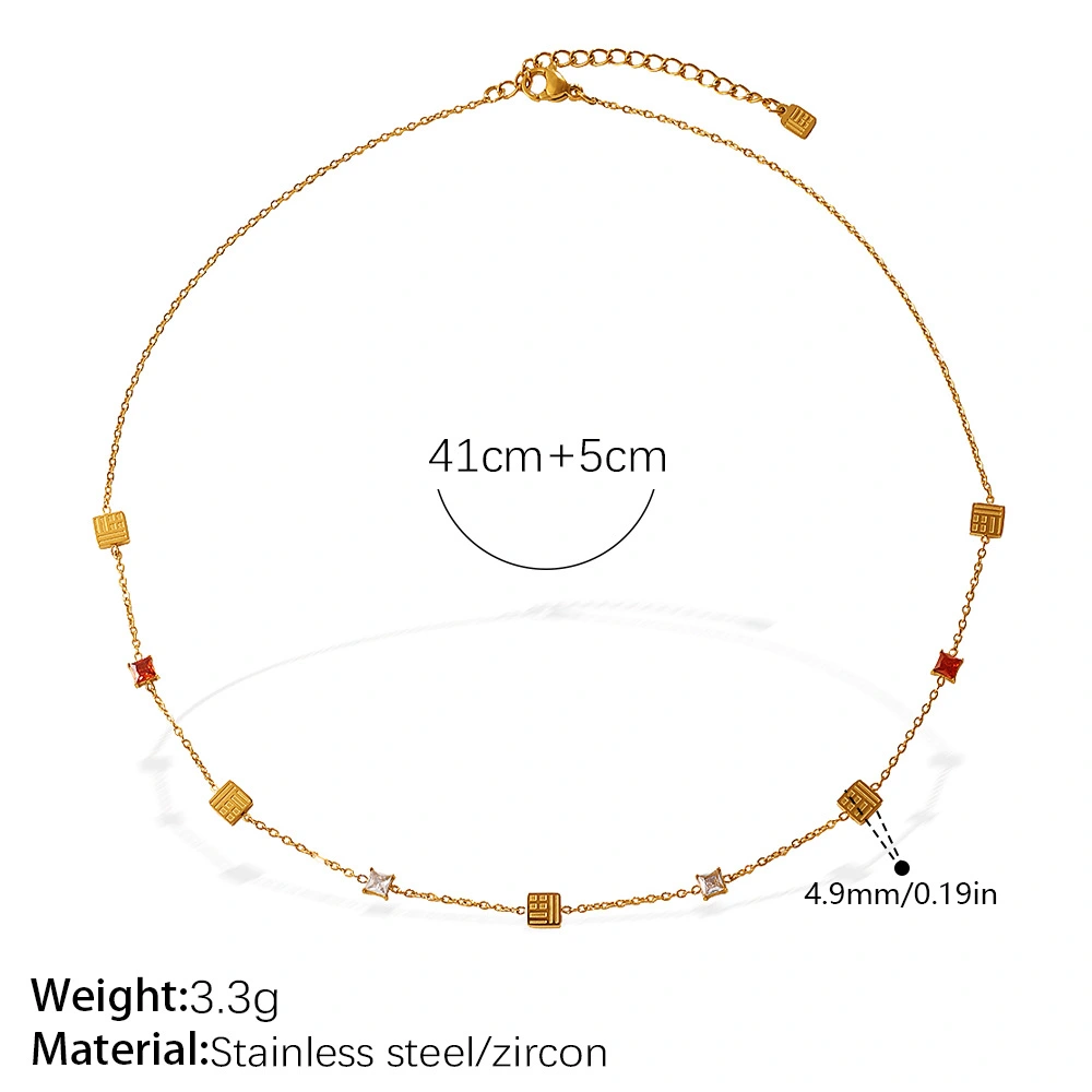 Luxury-lite Sugar Zirconia Necklace - Non-fading 18K Gold Personalized Business Casual Collar Chain