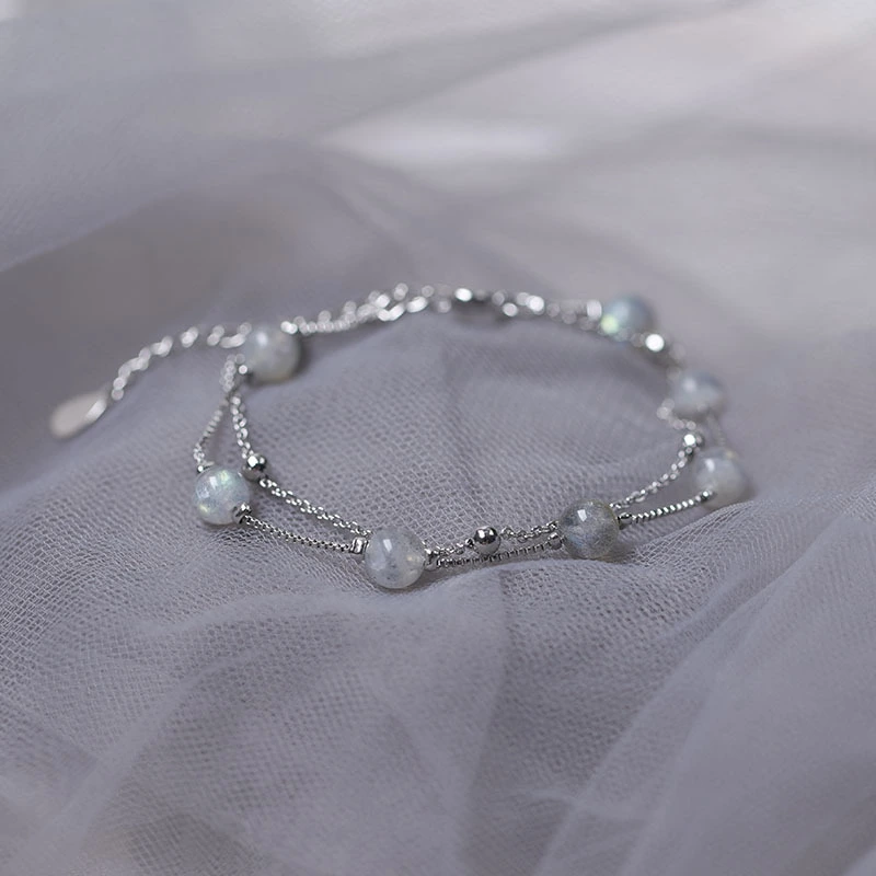 Natural Double-Layer Moonstone Bracelet For Women