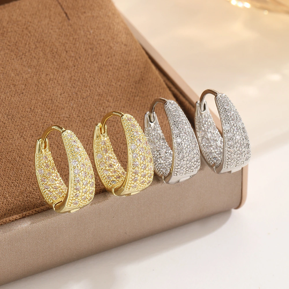 U-shaped Zircon Ear Clips Light Luxury Geometric Minimalist Copper Earrings