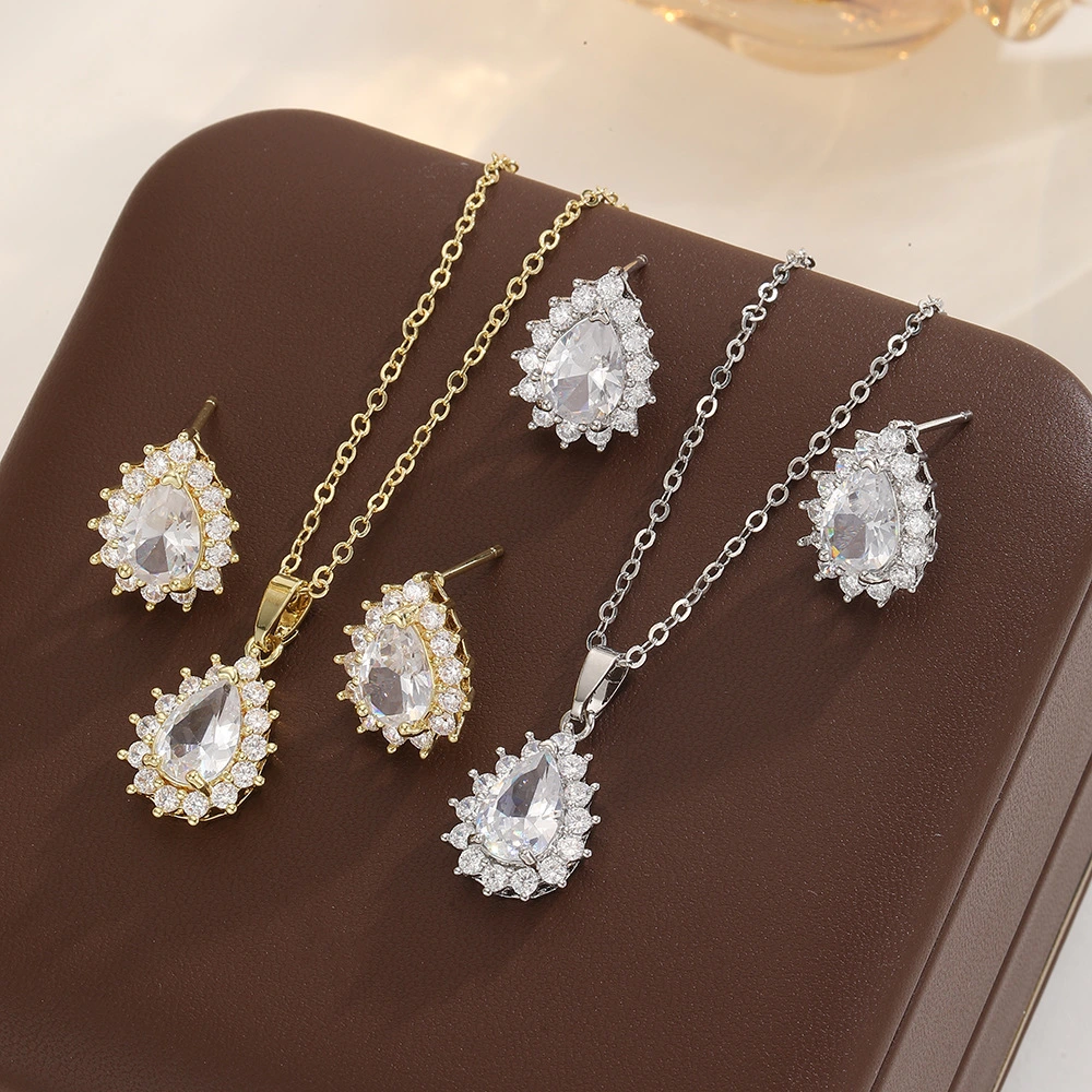 Full-Crystal Bridal Jewelry Platinum-Plated Elegant Evening Accessory