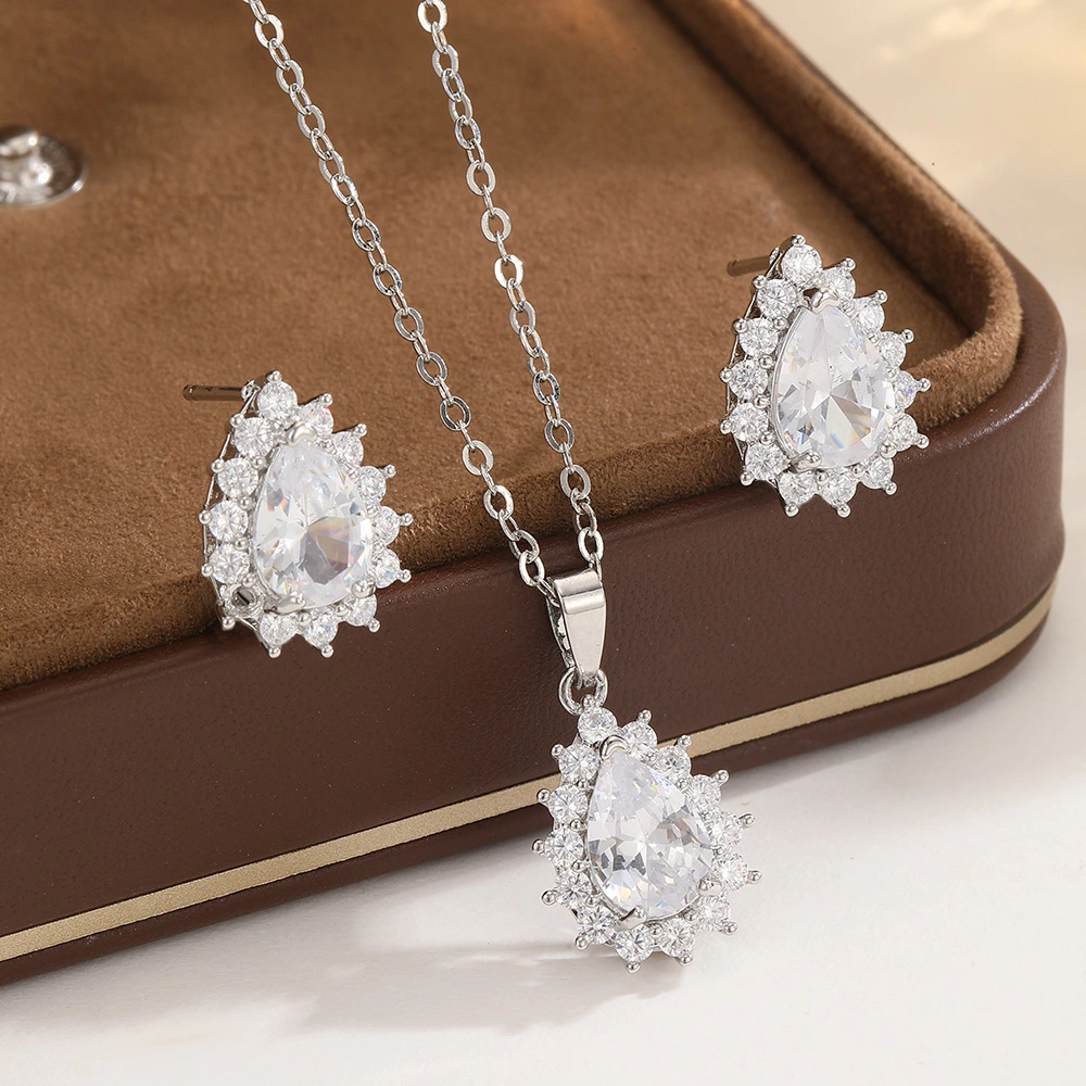 Full-Crystal Bridal Jewelry Platinum-Plated Elegant Evening Accessory