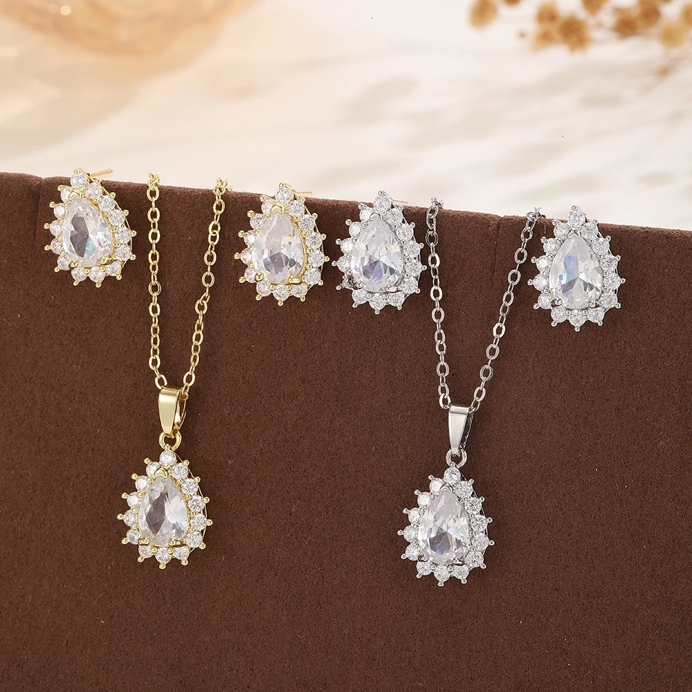 Full-Crystal Bridal Jewelry Platinum-Plated Elegant Evening Accessory