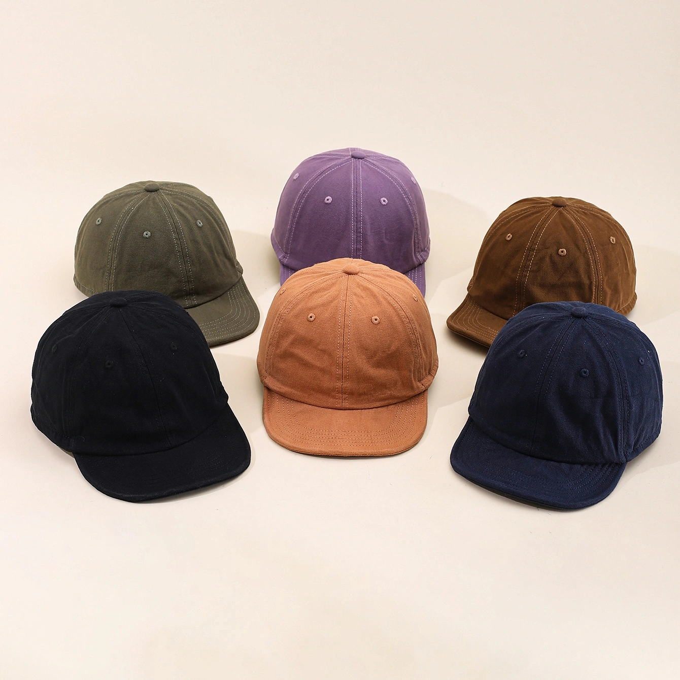 Solid-color Embroidered Spike Short Brim Water-washed Distressed Retro Minimalist Baseball Cap, Suitable For Outdoor Shopping Outings.
