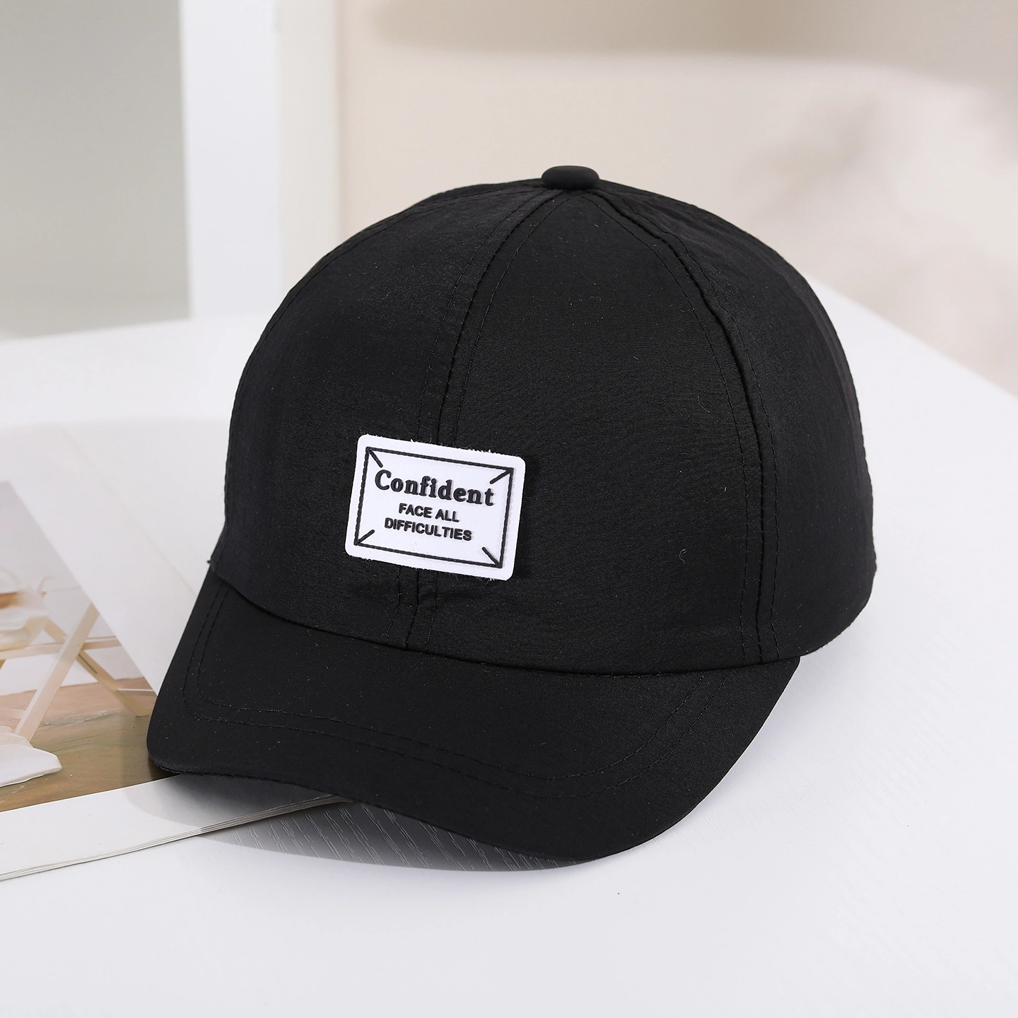 Solid-color Light Board Label Short Brim Quick-dry Thin Style Sun Protection Trendy Casual Baseball Cap Suitable For Outings, Outdoor Travel, Sports